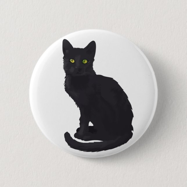 Königliche schwarze Katze Button (Vorderseite)