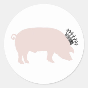 Königliche Schweinesticker Runder Aufkleber