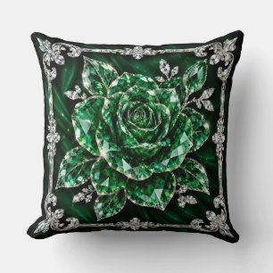 Königliche Smaragd-Kristall-Blumenkollektion Kissen