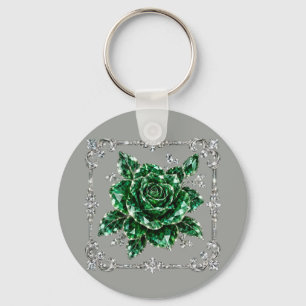 Königliche Smaragd-Kristall-Blumenkollektion Schlüsselanhänger
