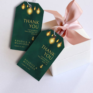 Königliche Smaragdgrüne Goldene Lichter Hochzeits- Geschenkanhänger