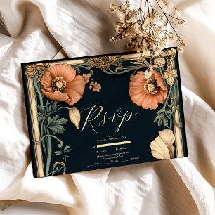 Königliche viktorianische Hochzeit Whimsical Flora RSVP Karte