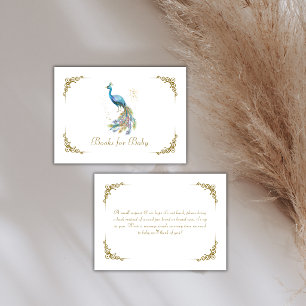 Königliche Vintage Elegante Pfau Bücher Baby Showe Begleitkarte