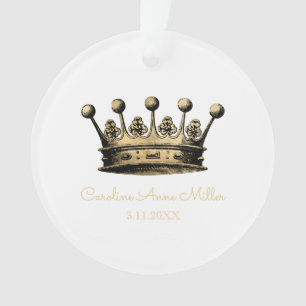 Königliche Vintage-Goldkrone Name Geburtsdatum And Ornament