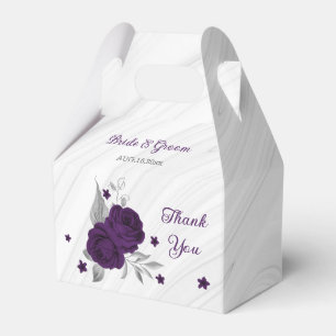 königliche violette Blumen silberne Blätter Marmor Geschenkschachtel