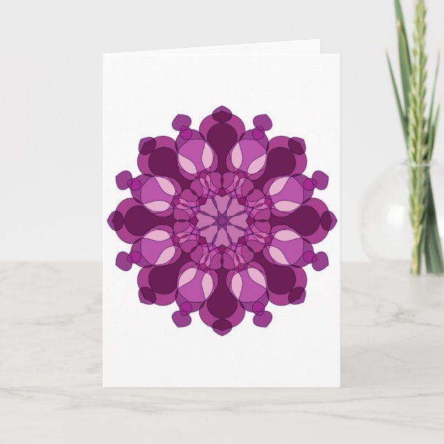 Königliche violette Blumenmandala Karte (Vorderseite)