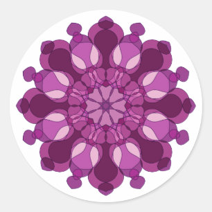 Königliche violette Blumenmandala Runder Aufkleber