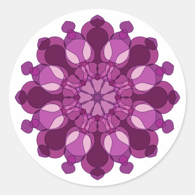 Königliche violette Blumenmandala Runder Aufkleber (Vorderseite)