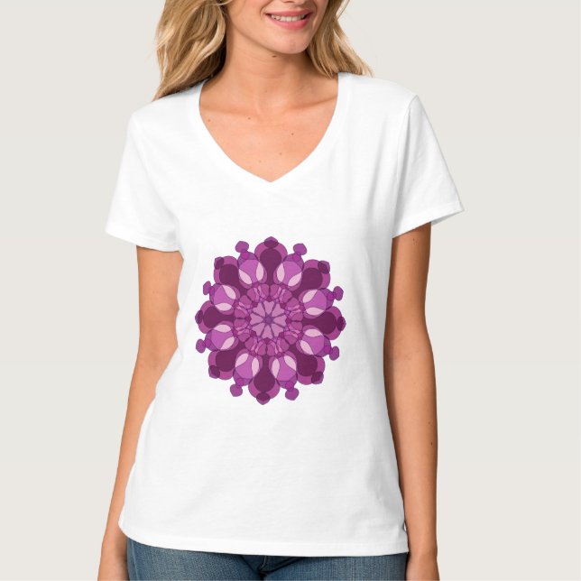 Königliche violette Blumenmandala T-Shirt (Vorderseite)