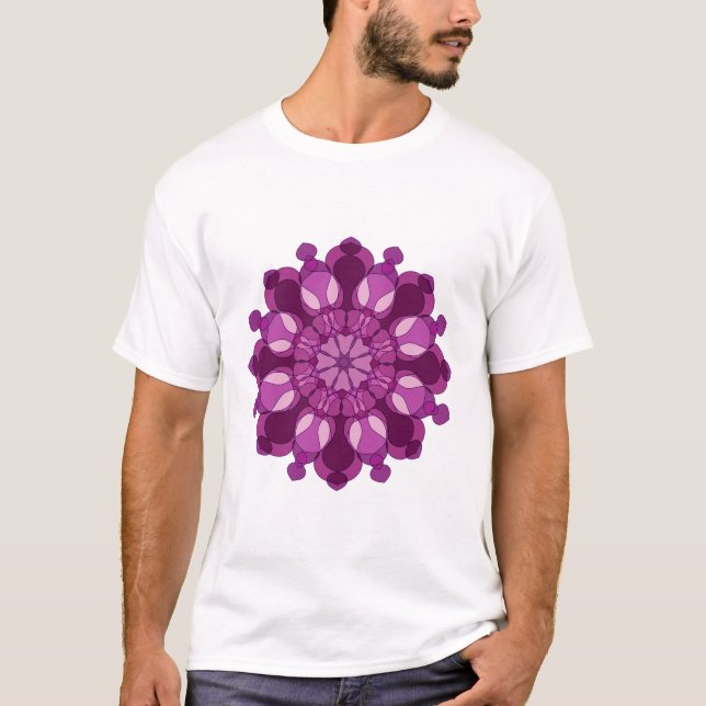 Königliche violette Blumenmandala T-Shirt (Vorderseite)