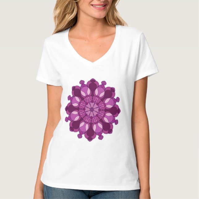 Königliche violette Blumenmandala T-Shirt (Vorderseite)