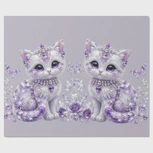 Königliche Violette Juwelen-Katzen-Fantasie Geschenkpapier