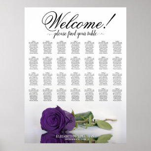 Königliche Violette Rose 28-Tisch-Hochzeits-Sitzpl Poster