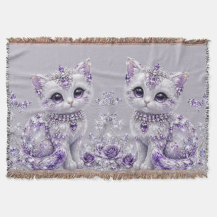 Königliche Violette Verzierte Kitten-Fantasie Decke