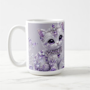 Königliche Violette Verzierte Kitten-Fantasie Kaffeetasse