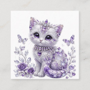 Königliche Violette Verzierte Kitten-Fantasie Quadratische Visitenkarte