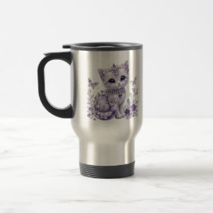 Königliche Violette Verzierte Kitten-Fantasie Reisebecher