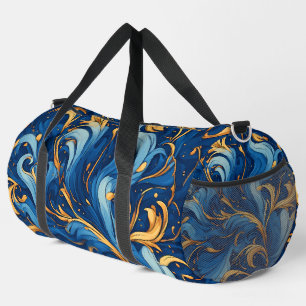 Königliche Wellen der Launen Blau & Goldene Wirbel Duffle Bag