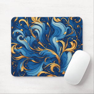 Königliche Wellen der Launen Wirbel aus Blau und G Mousepad