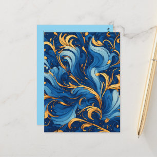 Königliche Wellen der Launen Wirbel aus Blau und G Postkarte