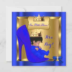Königlicher Baby-Shower Süßer Junge Blauer Schuh 3 Einladung