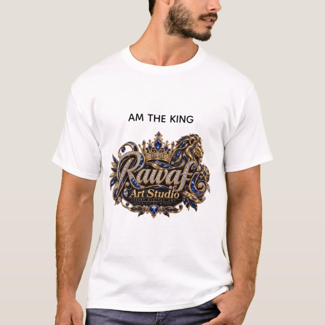 Königlicher blauer Löwe Luxus-Wappen T-Shirt (Vorderseite)