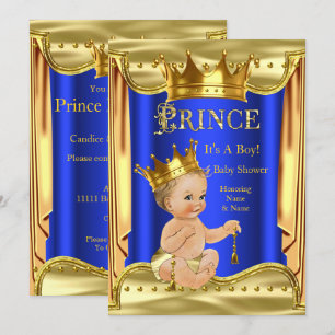 Königlicher blauer Prinz-Baby-Party Goldblonder Ju Einladung