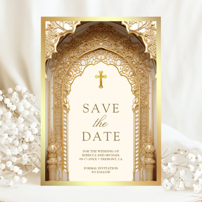 Königlicher Goldbogen Religiös Christlich Creme Ho Save The Date (Von Creator hochgeladen)