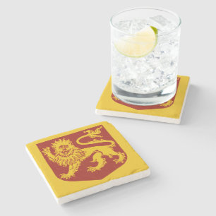 Königlicher Goldener Löwe Heraldik Roter Schild Steinuntersetzer
