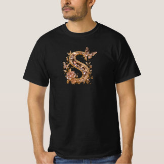 Königlicher Goldkristallbuchstabe S | Luxus-Monogr T-Shirt