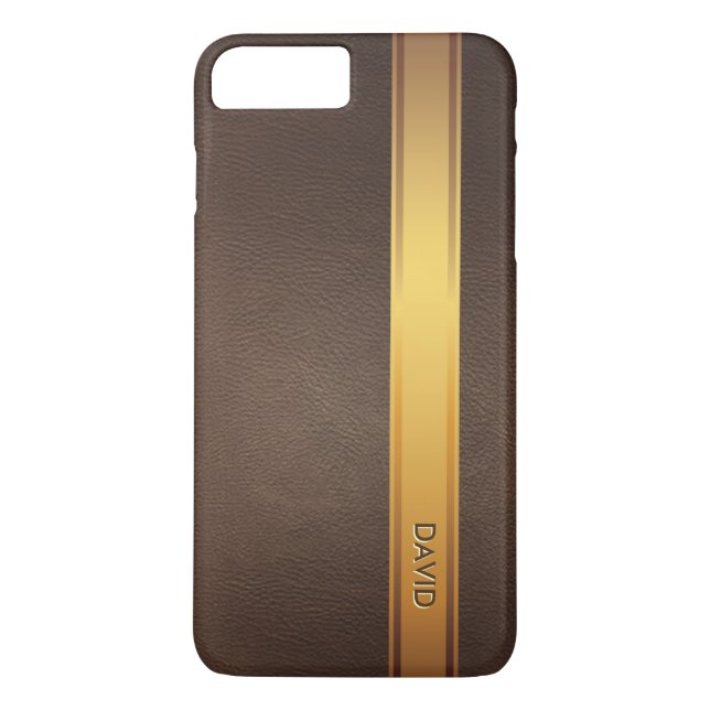 Königlicher Goldstreifen-Name-Leder-Hintergrund Case-Mate iPhone Hülle (Rückseite)
