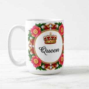 Königlicher Kronenrahmen mit Diamanten und florale Kaffeetasse