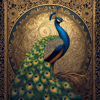 Königlicher Majestätischer Pfau nach links gewandt Seidenpapier