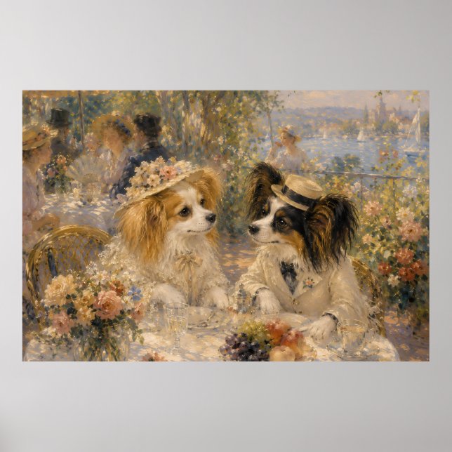 Königlicher Papillon-Garten-Fantasie-Ölgemälde Poster (Vorne)