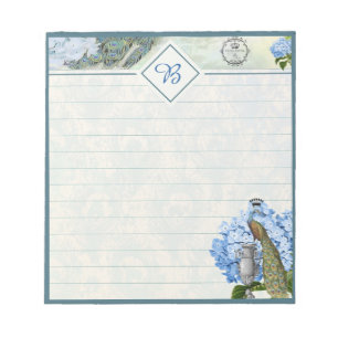 Königlicher Pfau und Hydrangea-Notizblock Notizblock