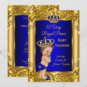 Königlicher Prinz Baby Shower Königlich blau gold Einladung