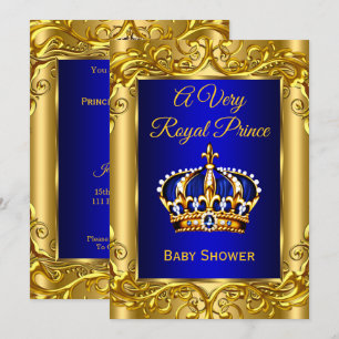Königlicher Prinz Baby Shower Königlich blau gold Einladung