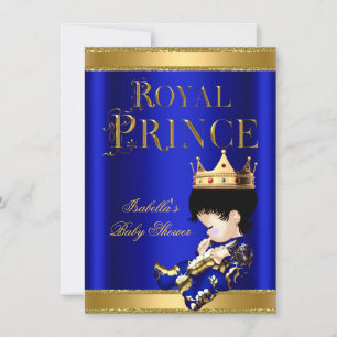 Königlicher Prinz Junge Baby Shower Blau GOLD Einladung
