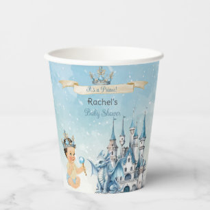 Königlicher Prinz Schloss Drache Krone Blau Gold J Pappbecher
