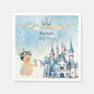 Königlicher Prinz Schloss Drache Krone Blau Gold J Serviette
