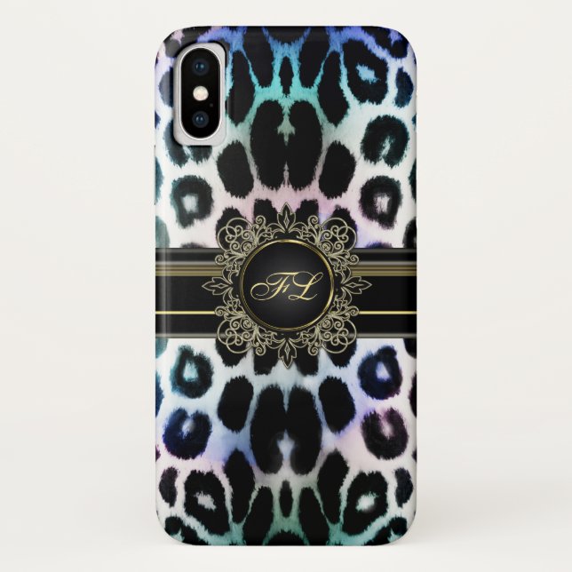 Königlicher Regenbogen-Leopard personalisierter Case-Mate iPhone Hülle (Rückseite)
