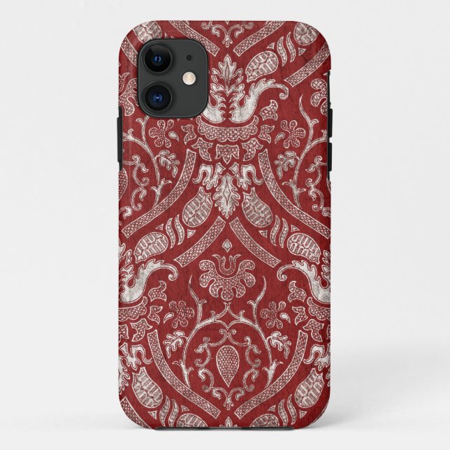 Königlicher Roter Damast Case-Mate iPhone Hülle (Rückseite)