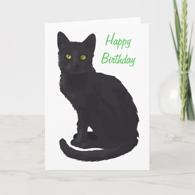 Königlicher schwarze Katzen-Geburtstag Karte (Vorderseite)