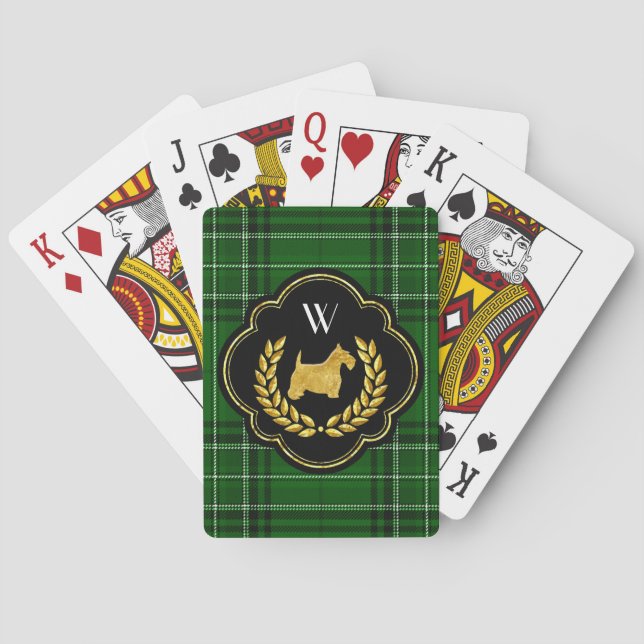 Königlicher Scottie-gewinnendes Handmonogramm Spielkarten (Rückseite)