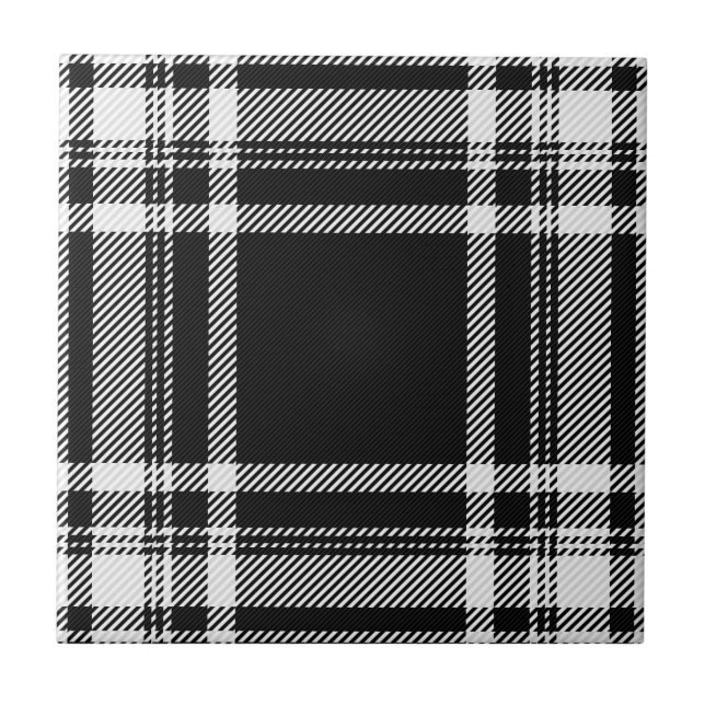 Königlicher Stewart Schwarzweiss-Tartan Fliese (Vorderseite)