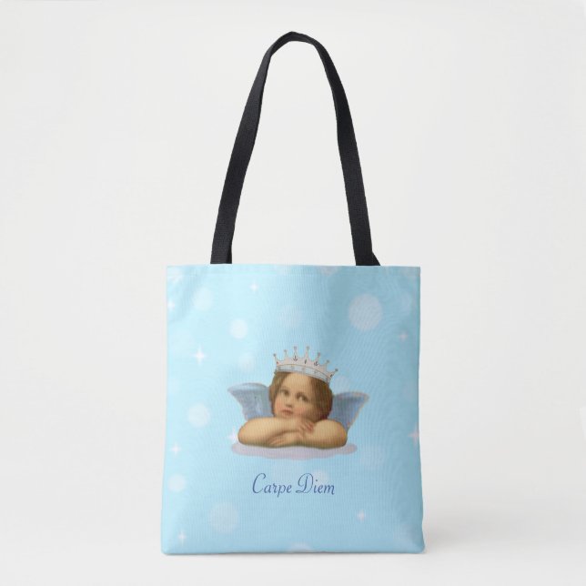 Königlicher stilvoller Raphael-Cherub auf Hellblau (Vorderseite)