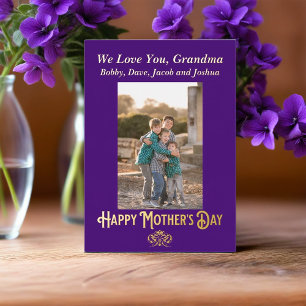 Königlicher Tag der Lila und goldenen Mutter für O Folien Feiertagskarte