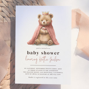 Königlicher Teddybär Kleine Prinzessin Mädchen Bab Einladung