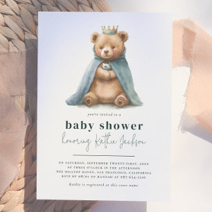 Königlicher Teddybär Kleiner Prinz Junge Babyparty Einladung