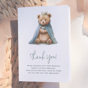Königlicher Teddybär Prinz Junge Baby Shower Dankeskarte